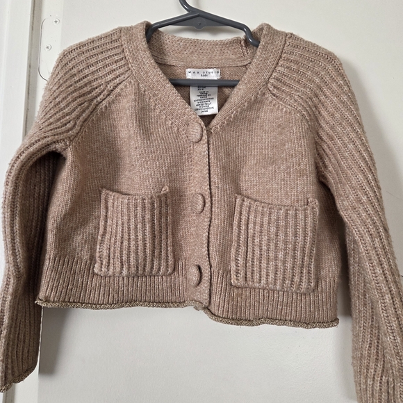 Max Studios Kids Tan Knit Cardigan and Skirt Set XS-4 Girls - Picture 2 of 5